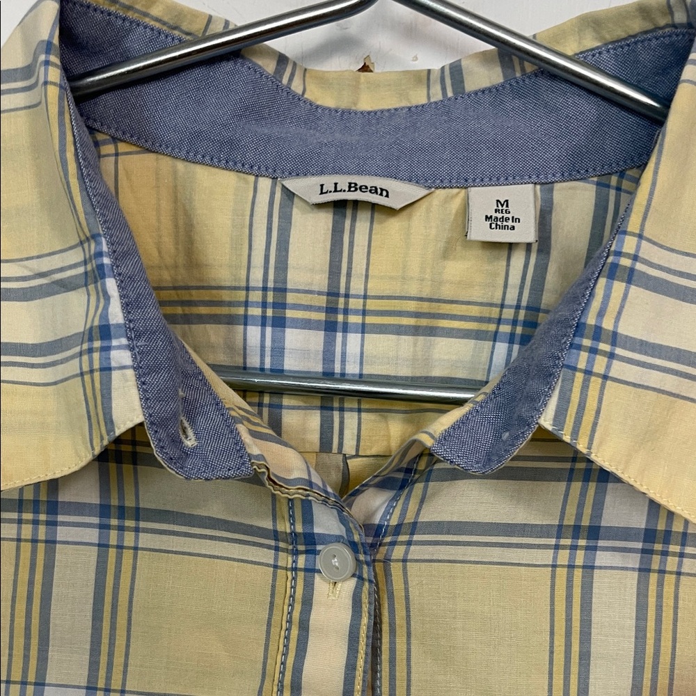 L.L. Bean Women’s Plaid Shirt in Yellow and Blue